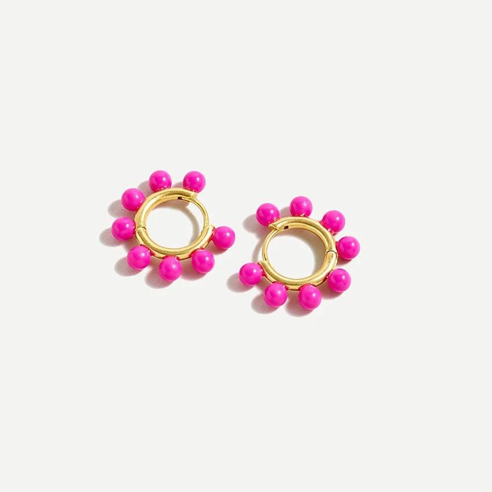 J. Crew Women's NWT Pearl‎ Charm Huggie Hoops